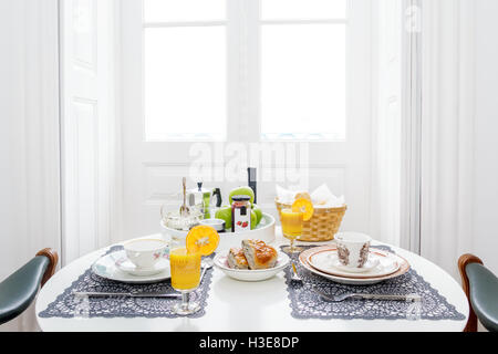 Luxury breakfast table for two Stock Photo