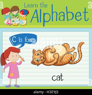 Flashcard letter C is for cat illustration Stock Vector