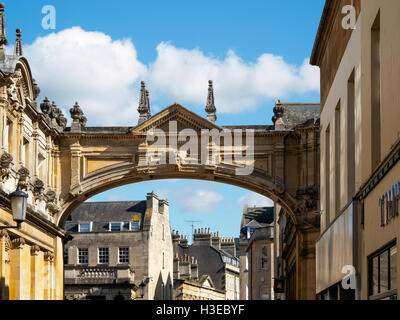 Arch over the Road by the Roman Baths and Pump Room in Bath Stock Photo