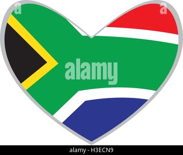 Isolated South African flag on a heart shape, Vector illustration Stock Vector