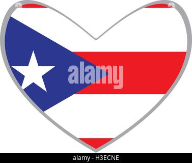 Isolated flag of Puerto rico on a heart shape, Vector illustration Stock Vector