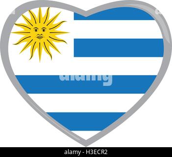 Isolated Uruguayan flag on a heart shape, Vector illustration Stock Vector
