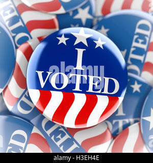 Vote buttons in red, white, and blue with stars - 3d rendering Stock Photo