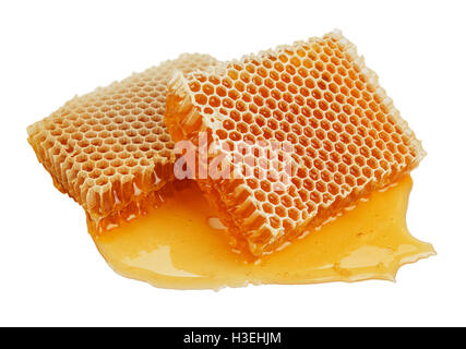 fresh golden honeycomb isolated on white background Stock Photo