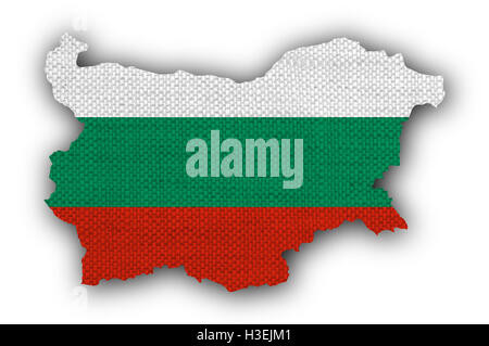 Map and flag of Bulgaria on old linen Stock Photo
