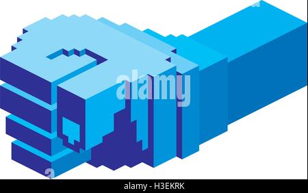 Simple Pixelated Fist. Low Poly Fist. Fist Vector. Hexel Fist. Fist Vector. 3d Fist. Stock Vector