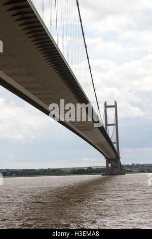 The Underside Roadway of the Humber Suspension Bridge Crossing the River Humber towards Lincolnshire from Yorkshire England United Kingdom UK Stock Photo