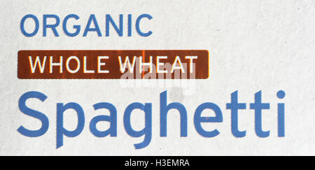 Organic Whole wheat spaghetti Stock Photo