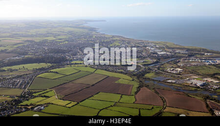 aerial view of the Cumbrian coastal town of Workington, UK Stock Photo