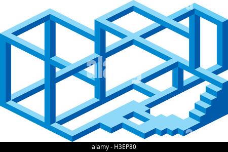 Under Construction. Impossible Construction. Optical Illusion. Abstract Construction Cantilever Confusion Business Stock Vector