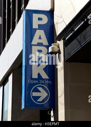 Parking garage sign, New York City, USA Stock Photo