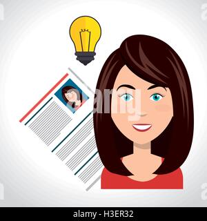 woman and curriculum vitae Stock Vector