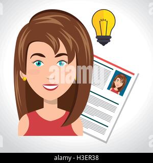 woman and curriculum vitae Stock Vector
