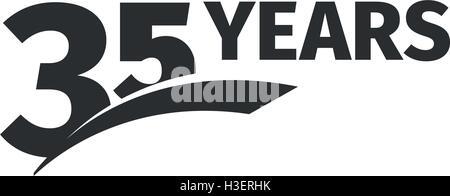 Isolated abstract black 35th anniversary logo on white background. 35 number logotype. Thirty-five years jubilee celebration icon. Thirty-fifth birthday emblem. Vector anniversary illustration. Stock Vector