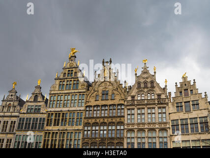 facades of monumental houses at the grand market square in antwerp Stock Photo