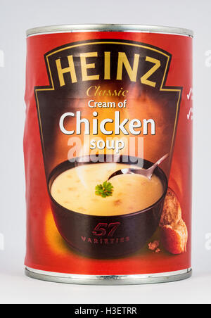 CHESTER, UNITED KINGDOM - October 2nd 2016: A tin of Heinz Chicken Soup. Stock Photo