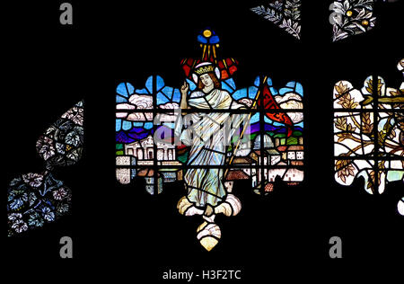 London, England, UK. Holy Trinity Church, Sloane Street. Stained glass window: Faith (Fides) Stock Photo