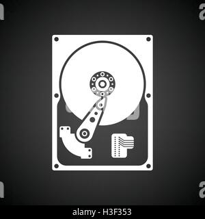 HDD icon. Black background with white. Vector illustration. Stock Vector