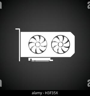 GPU icon. Black background with white. Vector illustration. Stock Vector