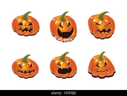 Halloween set with pumpkins Stock Vector