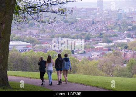 Sheffield, UK 03 May 2014: Meersbrook Park offers stunning views over the city of Sheffield, Yorkshire, UK Stock Photo