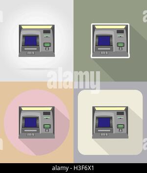atm flat icons vector illustration isolated on background Stock Vector