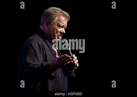 William Shatner, who played Captain Kirk in the original Star Trek, during a press conference to launch Destination Star Trek Europe at The NEC in Birmingham. Stock Photo