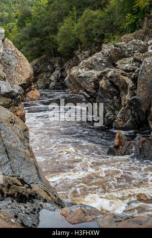 Soldier's Leap, historic spot along the River Garry at the Pass of Killiecrankie, Scotland, UK Stock Photo