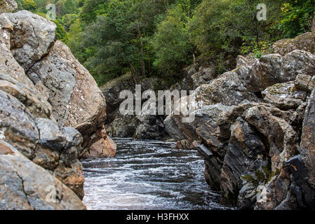 Soldier's Leap, historic spot along the River Garry at the Pass of Killiecrankie, Scotland, UK Stock Photo