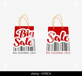 Sale. Shopping bag with bar code. Vector illustration Stock Vector