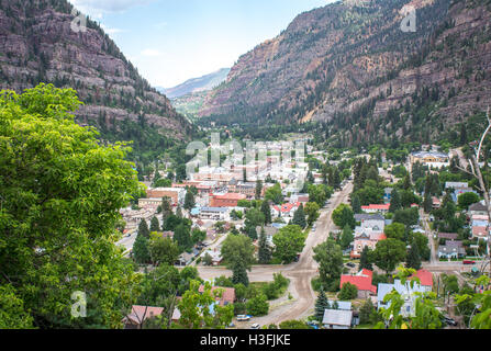 View of mountain town, Ouray, Colorado, USA in summer Stock Photo