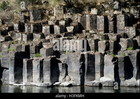 Columnar basalt along the Lower Salmon River in west-central Idaho Stock Photo