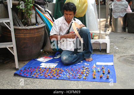 Straw folding craftsman Bangkok Stock Photo