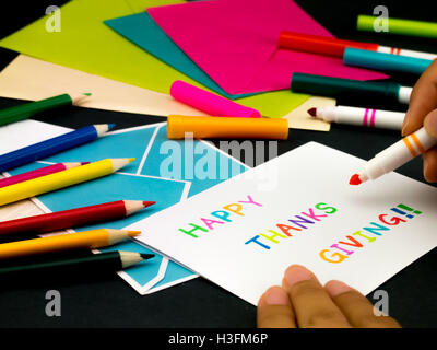 Message Card for Your Family and Friends; Happy Thanksgiving Stock Photo