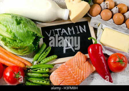 Products rich in vitamin A. Healthy eating.Top view Stock Photo