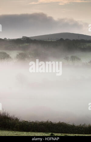Hayle Valley in Mist; Cornwall; UK Stock Photo