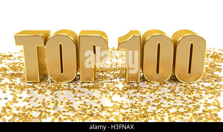 TOP 100 - with stars on white background - High quality 3D Render Stock Photo