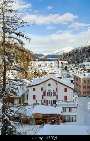 Winter landscape in Sils-Maria, Engadine, Switzerland Stock Photo