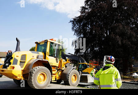 surveying engineer and construction site Stock Photo