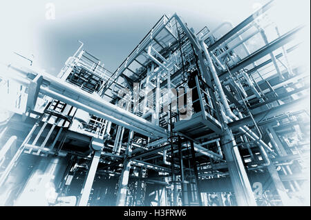 oil and gas refinery in old style processing Stock Photo