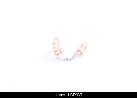 partial denture,dental prosthetics on a white background Stock Photo