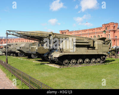 2P19 Transporter-Erector-Launcher with 8K14 rocket of 9K72 missile complex «Elbrus», Artillery museum, Saint-Petersburg pic2 Stock Photo