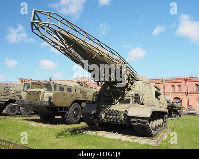 2P19 Transporter-Erector-Launcher with 8K14 rocket of 9K72 missile complex «Elbrus», Artillery museum, Saint-Petersburg pic5 Stock Photo