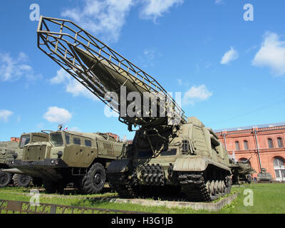 2P19 Transporter-Erector-Launcher with 8K14 rocket of 9K72 missile complex «Elbrus», Artillery museum, Saint-Petersburg pic6 Stock Photo