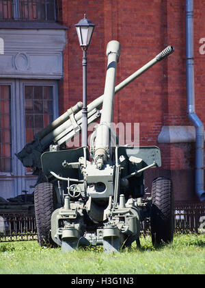 This image showcases artillery displayed in the courtyard of the Artillery Museum in Saint Petersburg, highlighting its historical significance and military heritage. Stock Photo