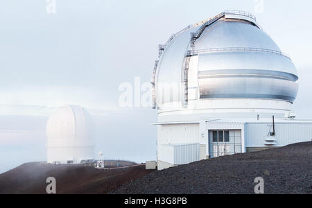 Gemini and the Canada-France-Hawaii Observatories at the peak of Mauna Kea, a dormant volcano on The Big Island, Hawaii. Stock Photo