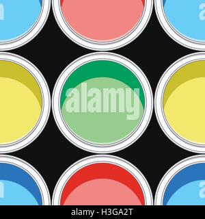 vector seamless background pattern of colorful paint cans Stock Vector