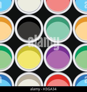 vector seamless background pattern of colorful paint cans Stock Vector