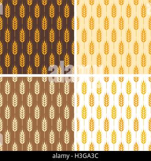 vector collection of seamless repeating wheat patterns Stock Vector
