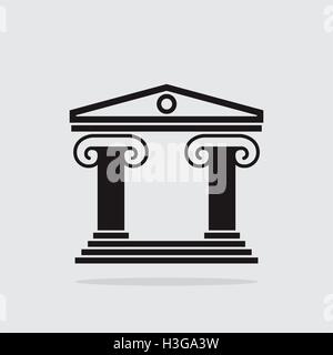 vector black and white icon of ancient greek architecture building with columns Stock Vector